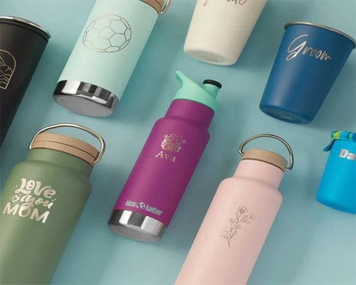 Laser marking on stainless steel cup and bottles